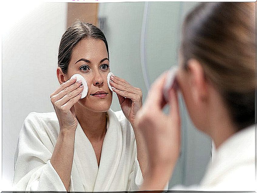 Woman using orange blossom water products