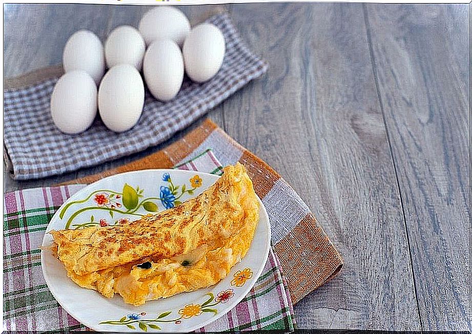 Omelet with goat cheese and herbs