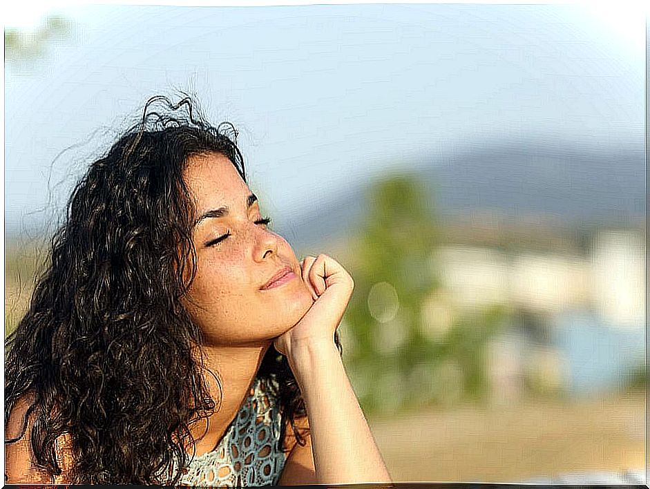 Woman smiling and happy