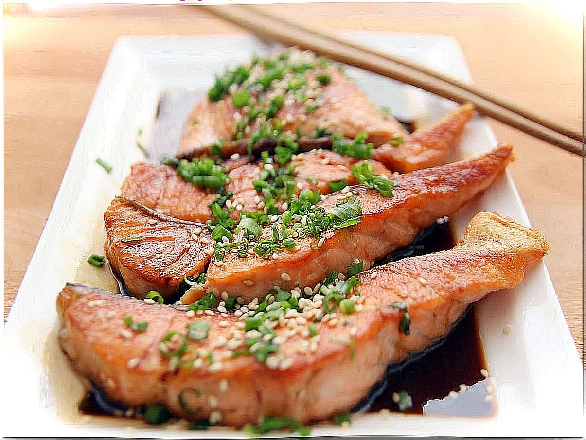 Salmon, a food that provides B complex vitamins