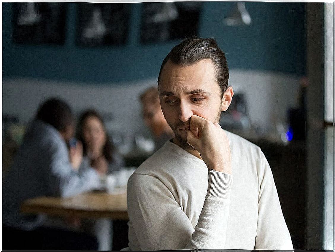 Lonely man in a bar.